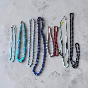 Vintage Beaded Necklace Lot 8 Pc Colorful Statement Long Layered Jewelry Bundle